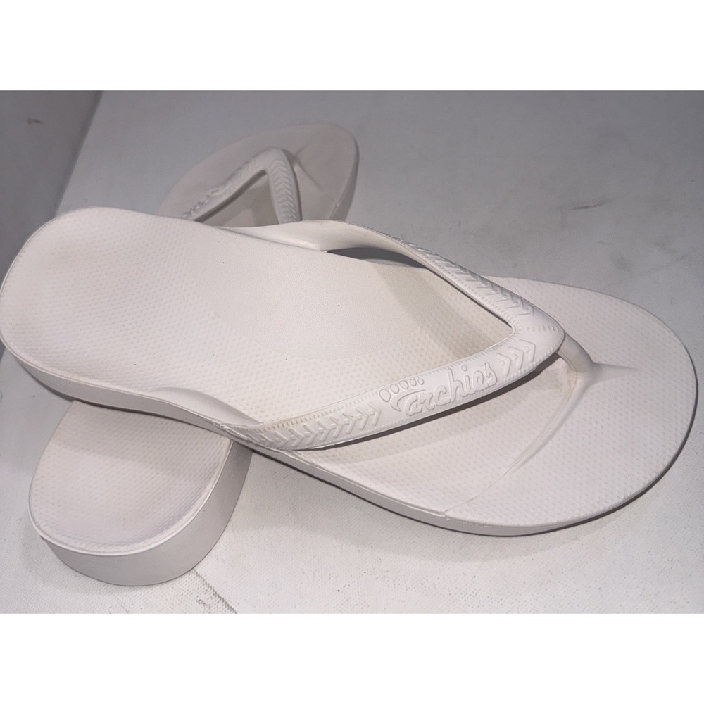 Archies White Minimalist Beach Arch Support Flip Flops USA Men's 9 Women's 10